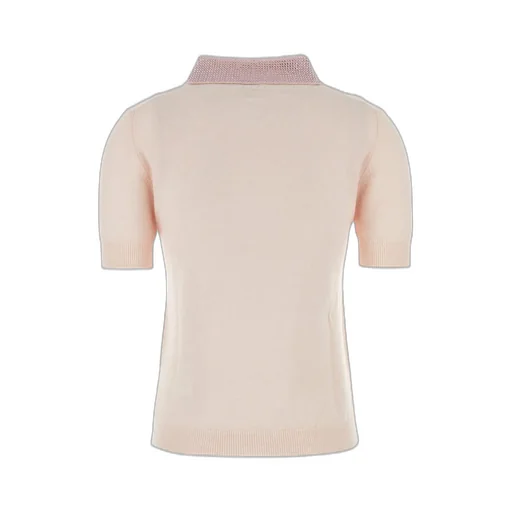 Short Sleeve Embellished Knitted Top