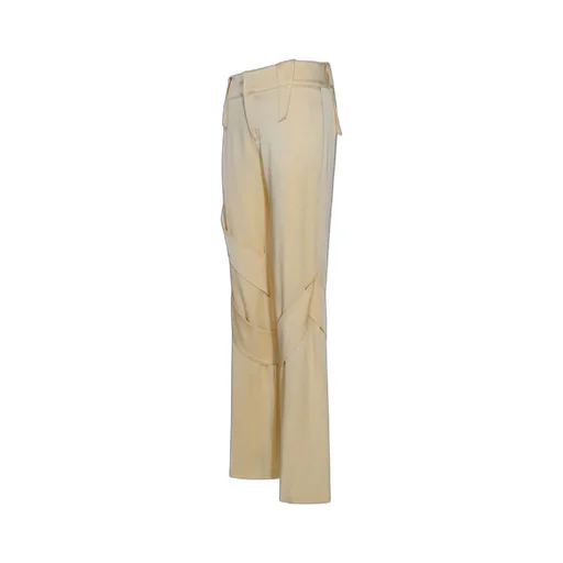 Mid-Waist Satin Cargo Trousers