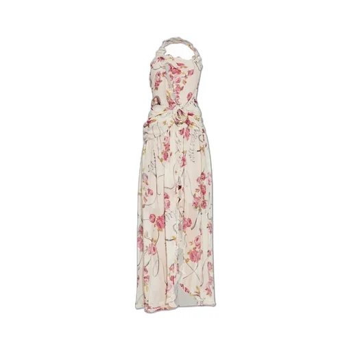 Ruffled Rose Decorated One-Shoulder Dress