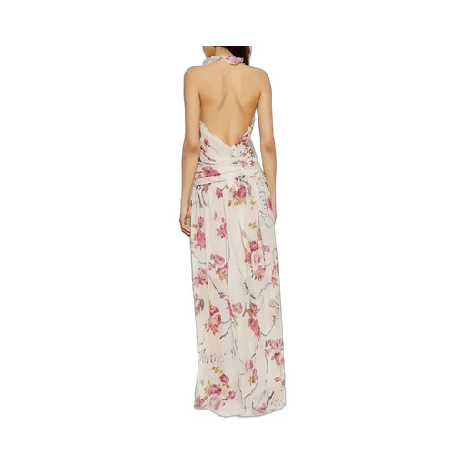 Ruffled Rose Decorated One-Shoulder Dress