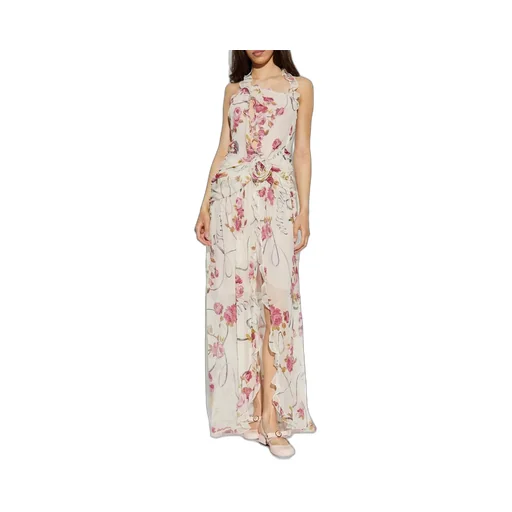 Ruffled Rose Decorated One-Shoulder Dress