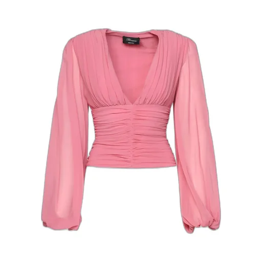 Pleated Long-Sleeved Blouse