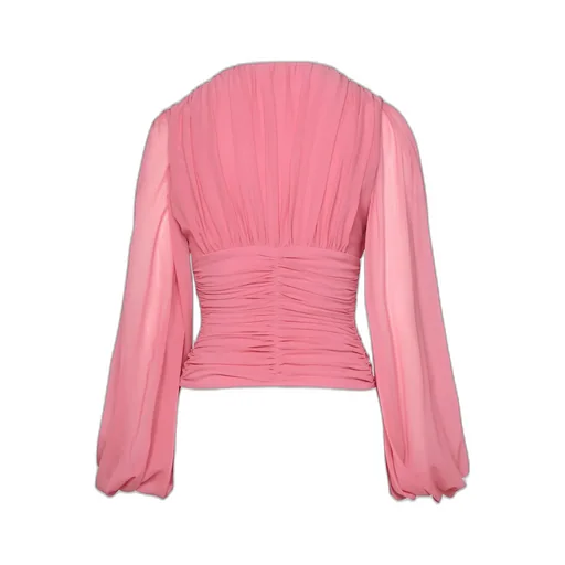 Pleated Long-Sleeved Blouse