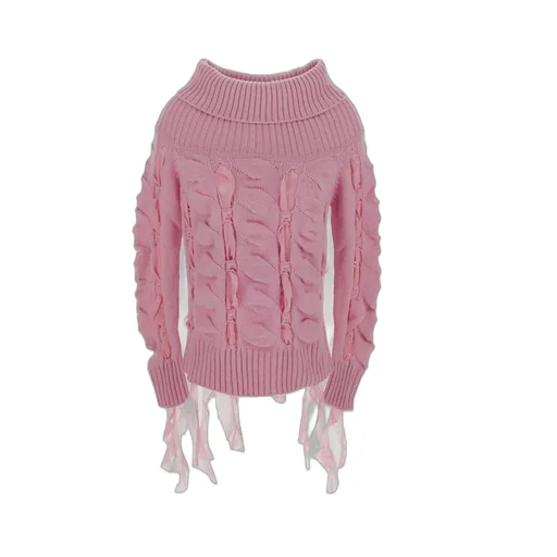 Ruffled Off-Shoulder Knitted Top