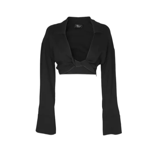 Twist Detailed Cropped Long-Sleeved Top