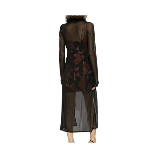 Feather-Trim Sheer Coat