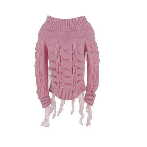 Ruffled Off-Shoulder Knitted Top