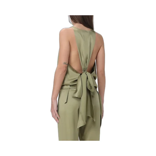Plunging V-Neck Open Back Satin Bodysuit