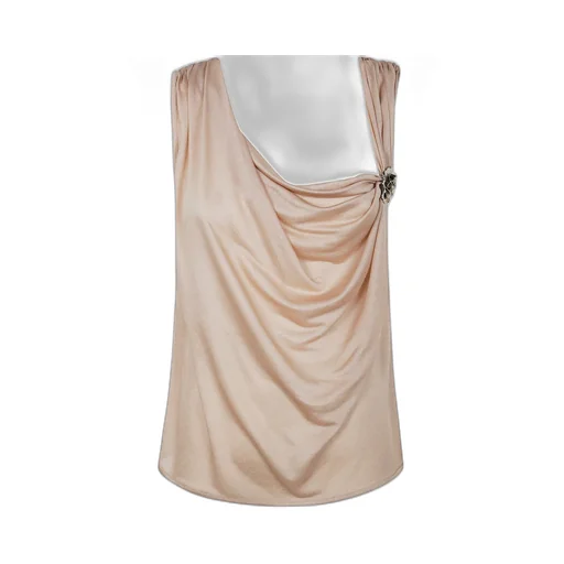 Rose Embellished Draped-Neck Tank Top