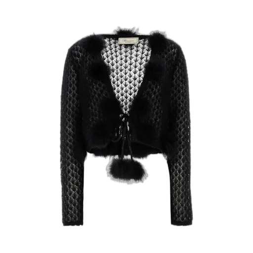 Pom-Poms Embellished Cardigan