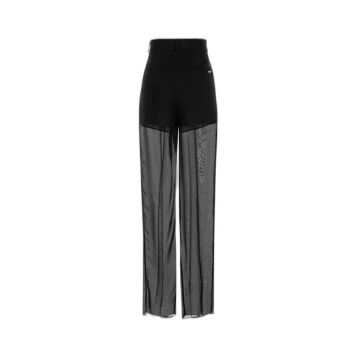 Semi-Sheer Straight-Leg Trousers