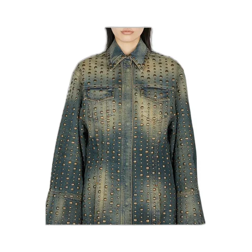 Studded Distressed Denim Jacket