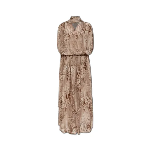 Animal Printed V-Neck Maxi Dress