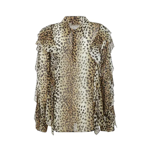 Leopard Printed Ruffled Georgette Shirt