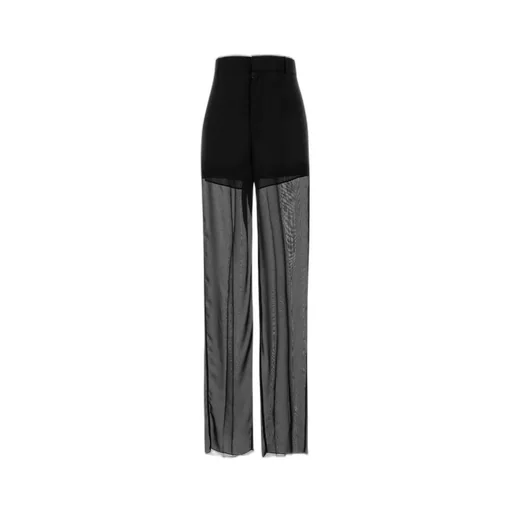 Semi-Sheer Straight-Leg Trousers