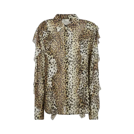 Leopard Printed Ruffled Georgette Shirt