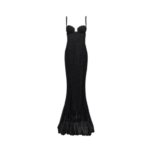 Bustier-Style Crochet-Knit Sleeveless Dress