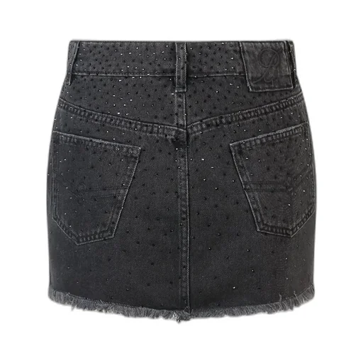 Rhinestone Embellished Denim Mini Skirt