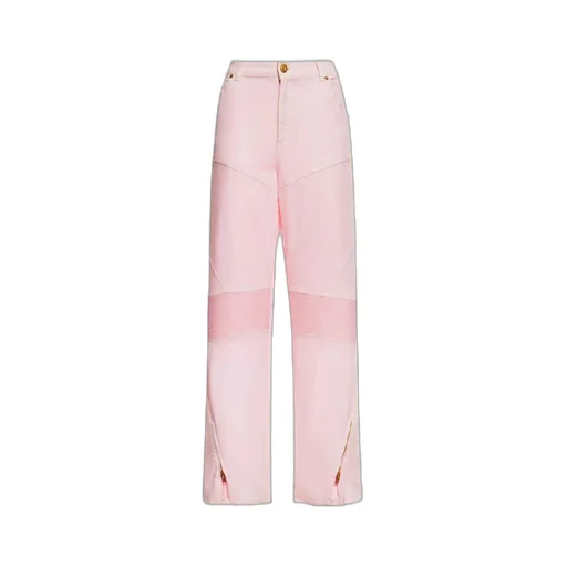 High Waist Ribbed-Knee Detailed Jeans
