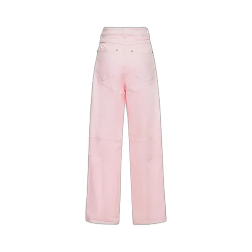 High Waist Ribbed-Knee Detailed Jeans