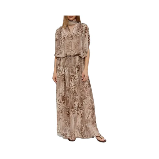 Animal Printed V-Neck Maxi Dress