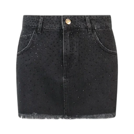Rhinestone Embellished Denim Mini Skirt