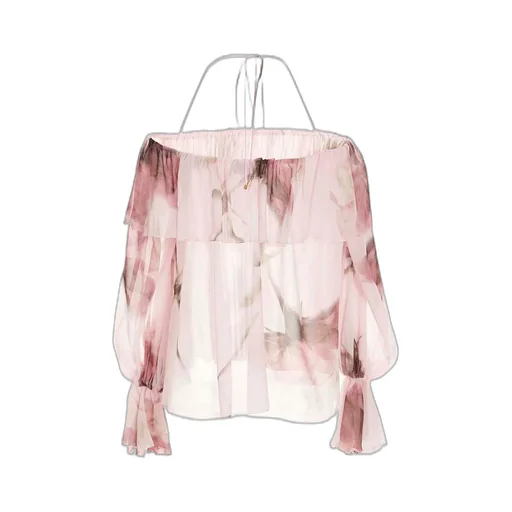 Floral Print Off-Shoulder Ruffled Top