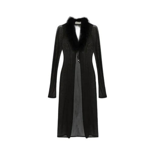Feather-Trim Sheer Coat