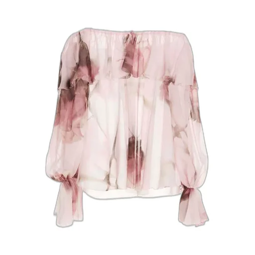 Floral Print Off-Shoulder Ruffled Top