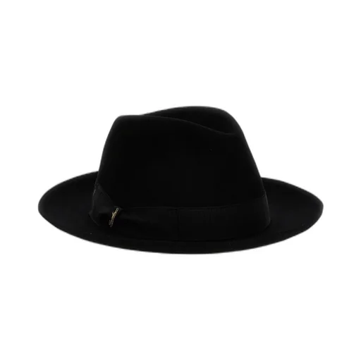 Ribbon-Trimmed Wide-Brim Fedora Hat