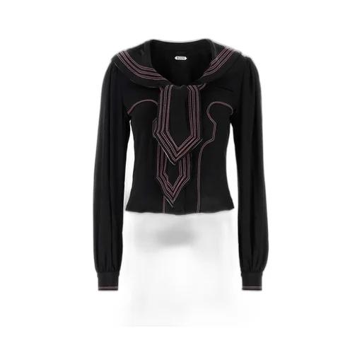 Embroidered Sailor Collar Top
