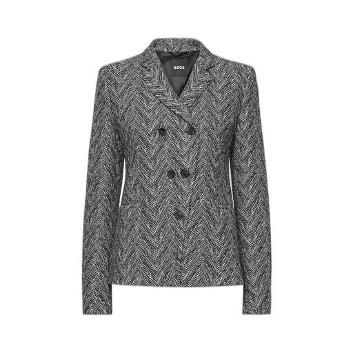 Herringbone Tweed Regular-Fit Blazer