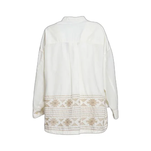 Mandarin Collared Embroidered Detailed Shirt
