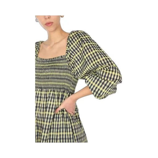 Aquina Checked Midi Dress