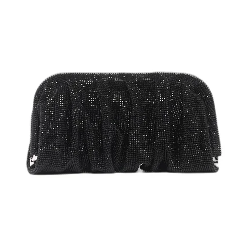 Embellished Ruched Clutch Bag