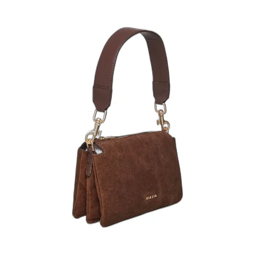 Suede Zip Shoulder Bag