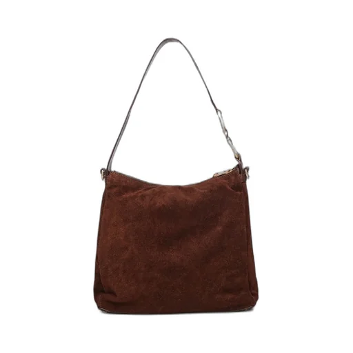 Suede Zip Shoulder Bag