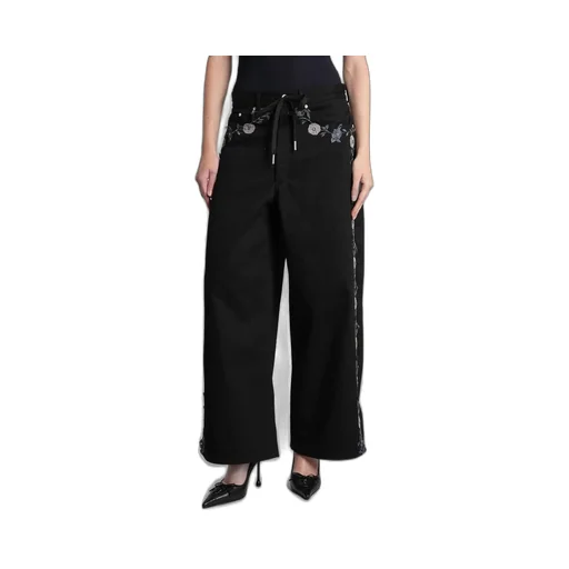 Embroidered Wide-Legged Pants