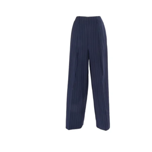 Pinstriped Wide-Leg Trousers