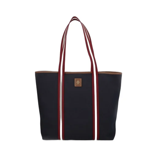 Striped-Panel Top Handle Bag