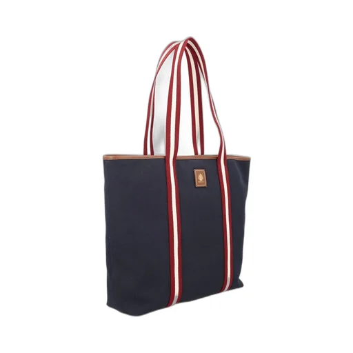 Striped-Panel Top Handle Bag