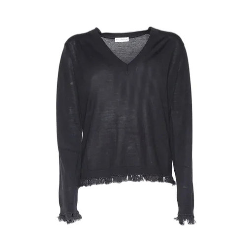 V-Neck Fringed Jumper
