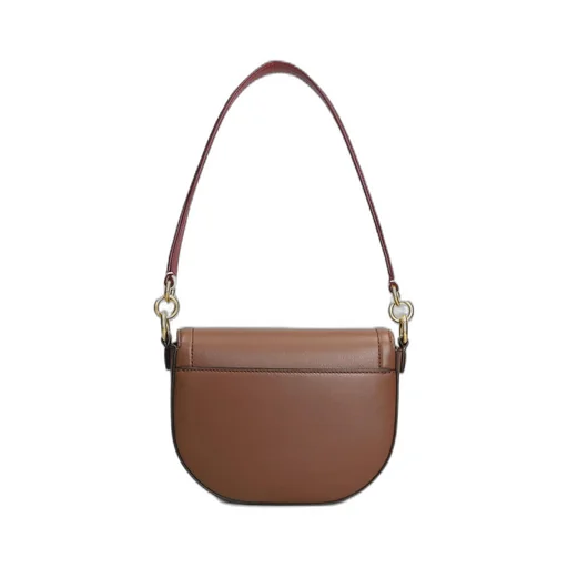 Logo-Stamp Foldover Top Shoulder Bag