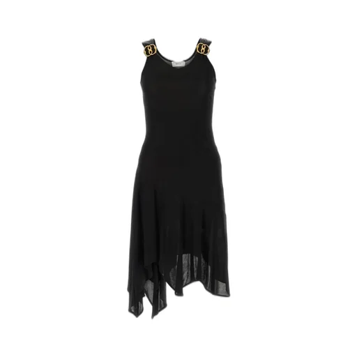 Logo-Plaque Sleeveless Satin Dress