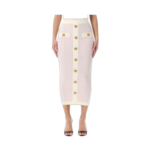 Buttoned Tweed Skirt