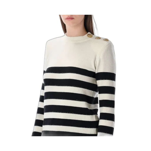 Striped Buttoned Knit Jumper