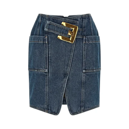 Belted Short Denim Skirt