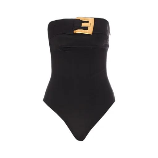 Buckle Detailed Crepe Bustier Bodysuit