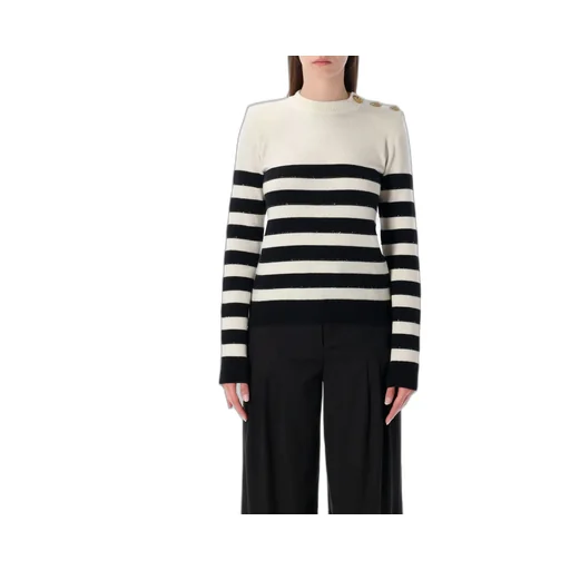Striped Buttoned Knit Jumper