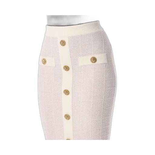 Buttoned Tweed Skirt